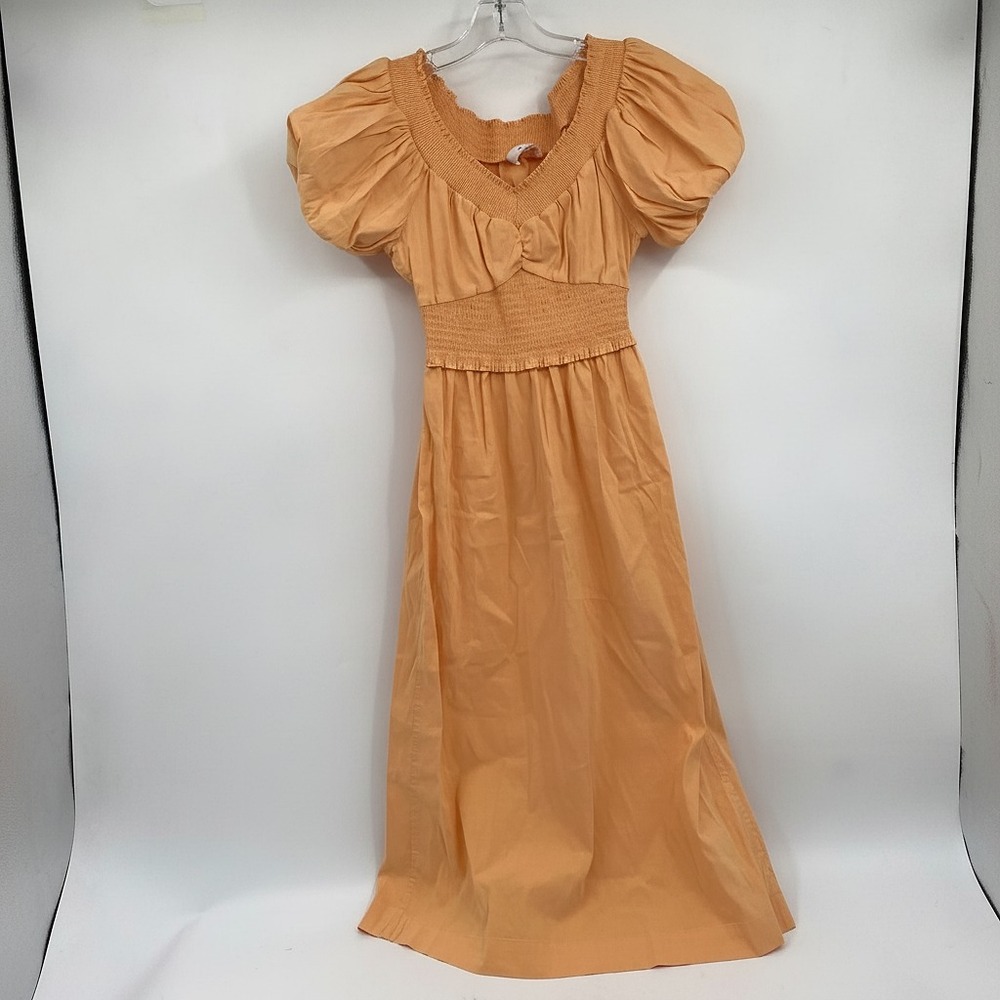 A.L.C. Orange Linen Midi Dress | Puff Sleeve | Regular 4